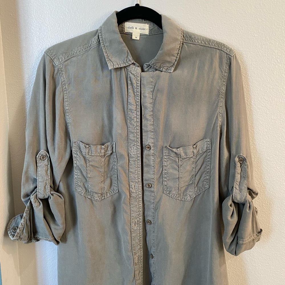 Grayish/green button up Cloth and Stone shirt. In great condition.